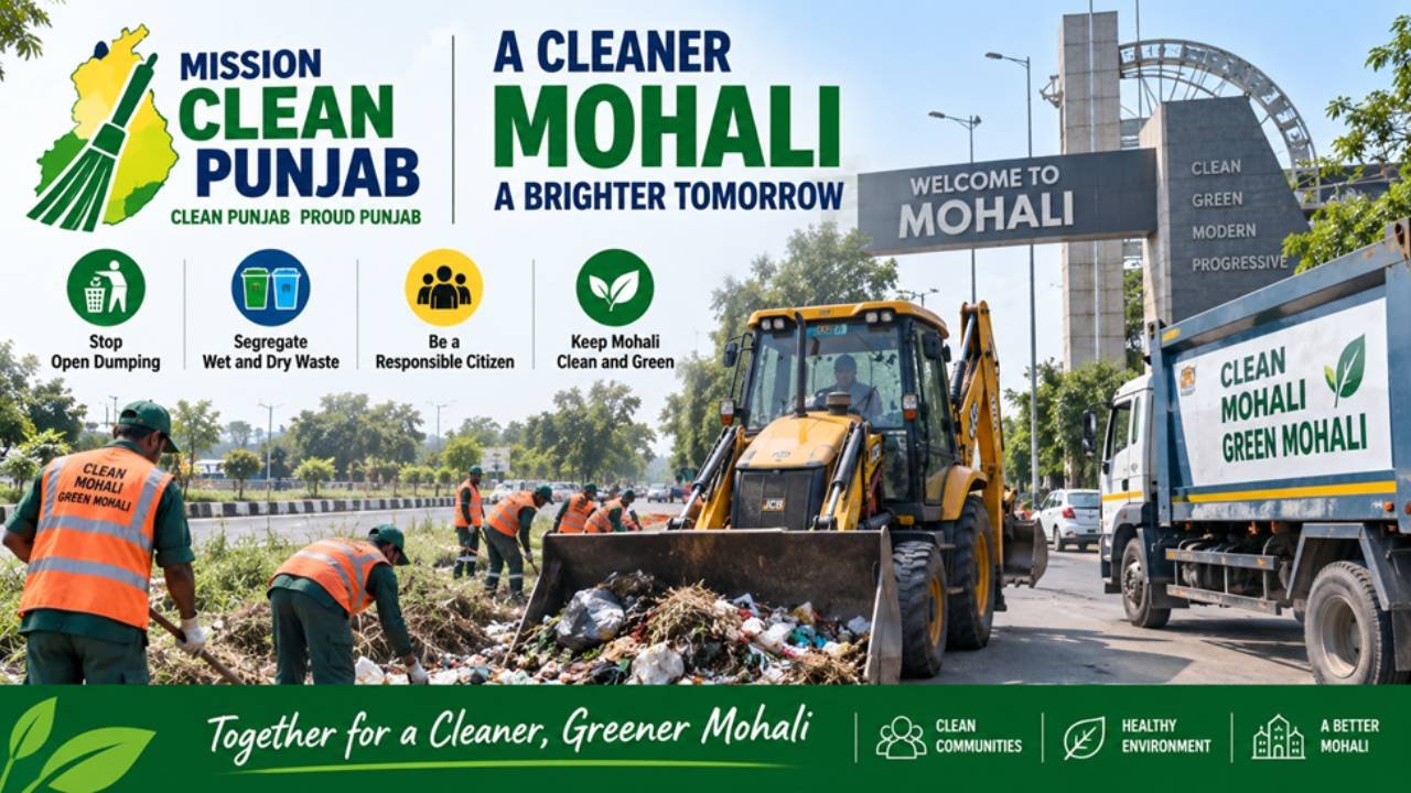 Mission Clean Punjab cleanliness drive at garbage hotspots in Mohali