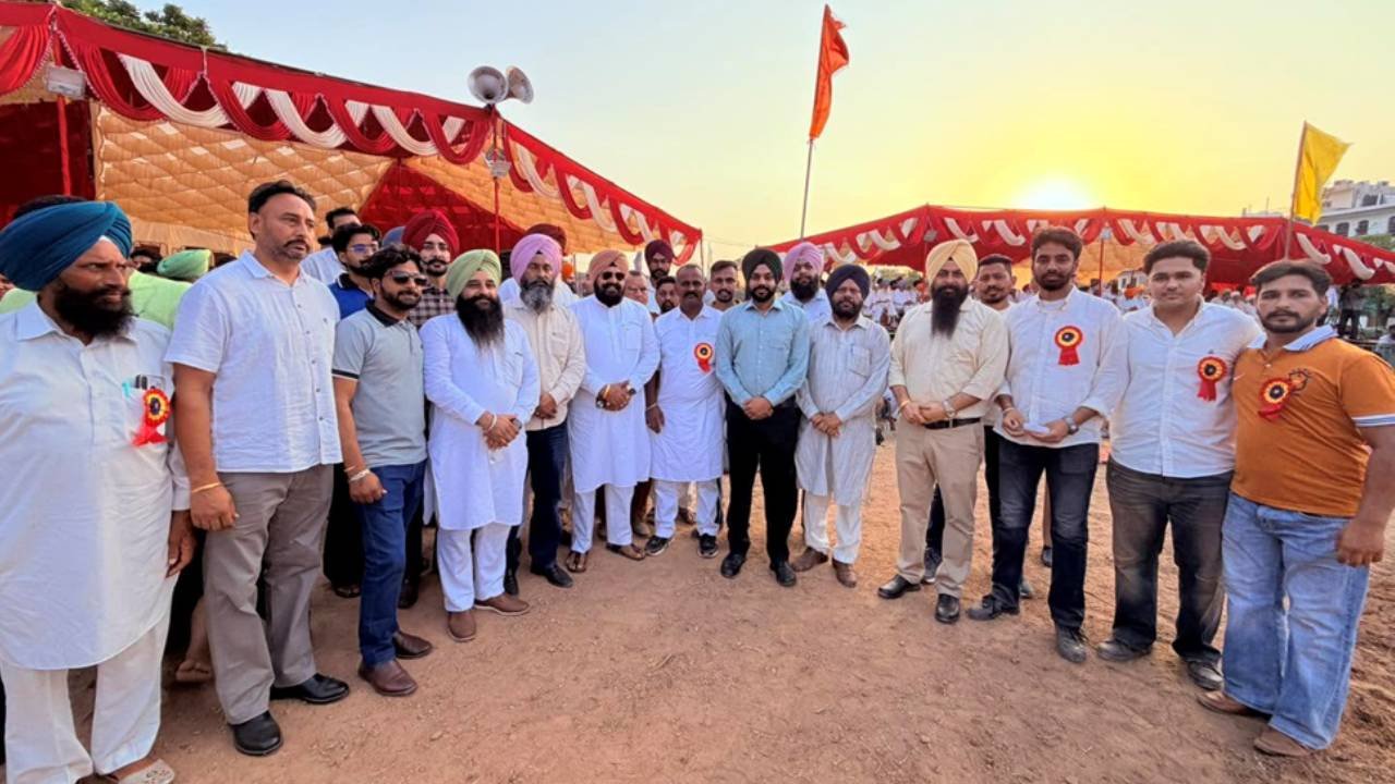 Mayor Sarabjeet Singh Samana attending the Guga Maari wrestling event in village Kumbra Mohali